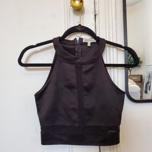 Montreau black crop top with mesh details